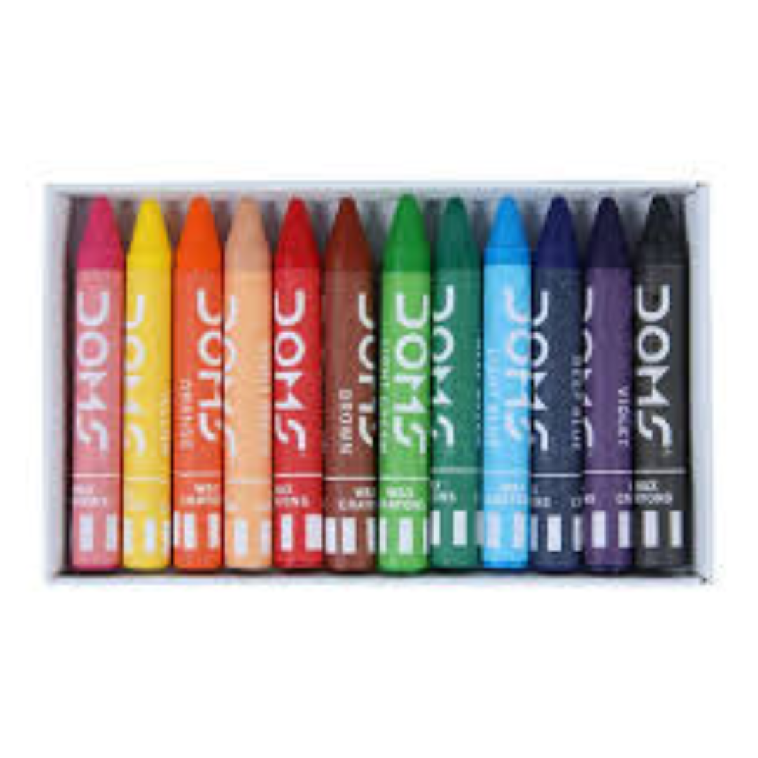 DOMS WAX CRAYONS 12 SHADES 57MM